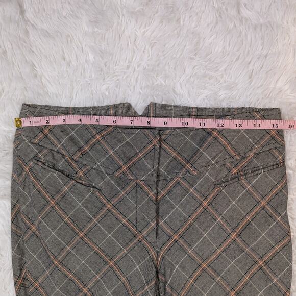 Anthropologie Taikonhu Plaid Cropped Pants Button Detail Gray Orange Sz 4 - Picture 10 of 14